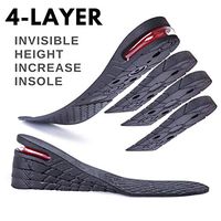 Height Increase Insole for Men Women, 4-Layer Invisible Adjustable from 1.2" to 3.0" Inserts Heel Lifts Kit Orthotic Peak Hidden Add Height to Make You Taller Elevator Shoes Insoles (Black)