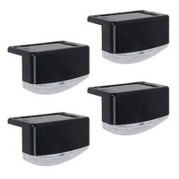 Solar Outdoor Rail Light (4 Pack) - Modern Rail Lights for Decks, Steps and Railings, Backyard Garden and Patio - Warm White Premium LEDs, Waterproof, Solar Powered, Black by Solucent