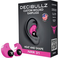 Decibullz - Custom Molded Earplugs, 31dB Highest NRR, Comfortable Hearing Protection for Shooting, Travel, Swimming, Work and Concerts (Pink)