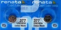 2 Renata 377 SR626SW Silver Oxide Zero Mercury Electronic Batteries