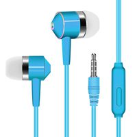 Universal Mobile Phone Headset Fashion Design Candy Color Heavy Bass Earphones with Microphone (Blue)