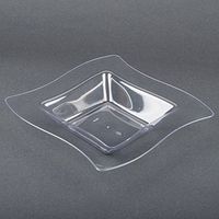 Fineline Settings 10-Piece Wavetrends Square-Wave China-Like Bowl, 12-Ounce, Clear