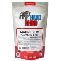 Hard Rhino Magnesium Glycinate Powder, 125 Grams (4.4 Oz), Unflavored, Lab-Tested, Scoop Included