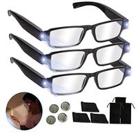 Reading Glasses with Light Bright LED Readers with Lights Reading Glasses Lighted Magnifier Nighttime Reader Compact Full Frame Eyewear Clear Vision Unisex Clear Vision Lighted Eye Glasses (+150)