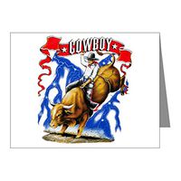 Note Card Cowboy Riding Bull With Lightning