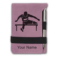 Mini Notepad, Hurdles Man, Personalized Engraving Included (Pink)