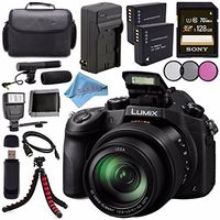 Panasonic Lumix DMC-FZ1000 Digital Camera + Lithium Ion Battery + Charger + Sony 128GB SDXC Card + Case + Tripod + HDMI Cable + Memory Card Wallet + Card Reader + Fibercloth + Flash Bundle