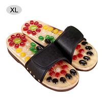 Reflexology Slippers, Home Pebbles Foot Massage Slippers Acupoint Pedicure Shoes Couple Bathroom Slip Indoor Sandals and Slippers Men and Women Summer (Color : Black, Size : 41-42)