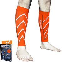 Meister Graduated 20-25mmHg Compression Running Leg Sleeves for Shin Splints (Pair) - Orange - Medium
