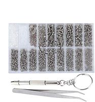 Eyeglass Repair Kit, 1000Pcs Tiny Repair Screws & Nut Assortment Tool Kit with Tweezers Nut Washer Micro 4 in 1 Screwdriver Tool for Spectacles Eyeglasses Glasses Clock Repairing