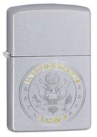 Zippo U.S. Army Emblem Satin Chrome Pocket Lighter, Satin Chrome Seal, One Size