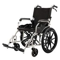 Steel Wheelchair, Attendant/Self Propelled Wheelchair Lightweight and Foldable Frame for Elderly Handicapped and Disabled Users