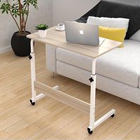 Magshion Laptop Stand Adjustable Computer Standing Desk Portable Cart Tray Side Table with Wheels for Bed Sofa Hospital Reading Eating (Off-White)
