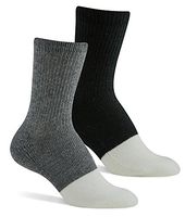 Berkshire Women's Premium Non-Binding Diabetic Comfort Crew Socks (2 Pair Pack) - Charcoal/Black, Women's Shoe Size 6-9