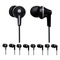 Panasonic RP-HJE125-K ErgoFit in-Ear Earbud Headphones (Black) - 5 Pack (5 Items)