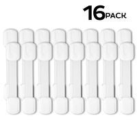 Child Safety Strap Locks (16 Pack) for Fridge, Cabinets, Drawers, Dishwasher, Toilet, 3M Adhesive No Drilling - by Eco-Baby