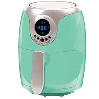 Copper Chef 2 QT Black and Copper Air Fryer - Turbo Cyclonic Airfryer With Rapid Air Technology For Less Oil-Less Cooking. Includes Recipe Book (Teal)