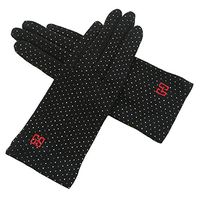 Yjdr 1 Pairs Summer Women Dots Sun Uv Protection Gloves Cotton Anti-Skid Driving Gloves Women's Driving Sun Glove UV Skin Protection (Color : Black)