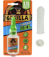 Gorilla Super Glue Gel, 15 g, Clear with 10 Disposable Latex Finger Cots Rubber Fingertips