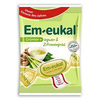 EmEukal Lemongrass Green Tea & Ginger throat cough lozenges 75g 1Pack 17Drops