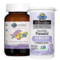 Garden of Life Once Daily Prenatal Bundle: mykind Organics Prenatal Once Daily Multivitamin, 30 Vegan Tablets Plus Dr. Formulated Once Daily Prenatal Probiotics 20 Billion CFU, 30 Vegetarian Capsules