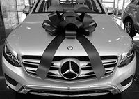 CarBowz Big Car Bow, Giant 30" Bow, Non Scratch Magnet, Weather Resistant Vinyl Fully Assembled (Black)