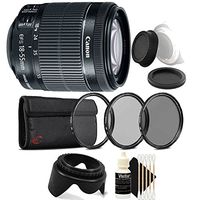 Canon EF-S 18-55mm f/3.5-5.6 is STM Lens + 58mm UV CPL ND Kit + Tulip Lens Hood + Rear & Front Cap + 3pc Cleaning Kit