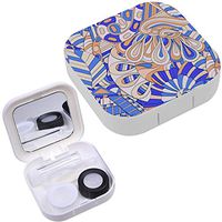 Portable Contact Lens Case Box Travel Kit Mirror + Bottle + Tweezers Container Holder [ Tracery Calming Mehndi ]