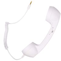Retro Handset Old School Style Adjustable Tone Phone Telephone Receiver Microphone Earphone 3.5mm Socket for iOS Android Smartphones Mobile Cell Phones (White)