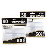 [100 Clear Soup Spoons] Plastimade Disposable Heavy Duty Plastic Cutlery,Great for Every Day Use, Home, Office, Party, Picnics, or Outdoor Events,