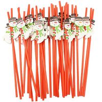 Hysagtek 50 Pcs Snowman Drinking Straws Bendable Cocktail Straws for Christmas Party Birthday Wedding Tableware Decoration Supplies, Re
