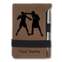 Mini Notepad, Boxers Boxing, Personalized Engraving Included (Dark Brown)