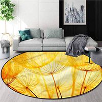 RUGSMAT Yellow Machine Washable Round Bath Mat,Dandelion Summer Garden Coffee Table Mat Non-Skid Living Room Carpet Round-59