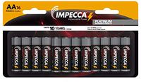 IMPECCA AA Batteries 16 Pack Alkaline High Performance, Long Lasting, and Leak Resistant AA Battery, LR6, Platinum Series