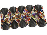 Sanitary Reusable Cloth Menstrual Pads by Heart Felt. XL 5 Pack Washable Natural Organic Napkins with Charcoal Absorbency Layer. Overnight XL Pads for Comfort Support and Incontinence