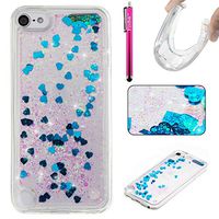 iPod Touch 6 Case, Firefish Slim Sparkle Shock Absorption Slim Bumper Cover Anti-Slip Soft Silicone Protective Skin for Girls Children Fits for Apple iPod Touch 6 -Blue