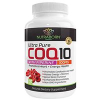 Pure CoQ10 100mg, Heart-Guard Co enzyme Q10 Provides The Highest Level of Cardiovascular Protection & Cellular Energy + Max Absorption Piperine: Purest Form of Black Pepper Extract, 120 Veggie Caps