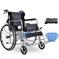 wheelchair Multiple Function Foldable Commode Chair Padded Seat Commode Toilet Lightweight Rolling Chair with Backrest and Armrests,Suitable for Elderly and Disabled Users