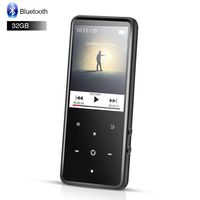 AGPTEK 32GB Bluetooth MP3 Player with 2.4 Inch TFT Color Screen, FM, Voice Recorder Lossless Sound Touch Button Music Player, Support Up to 128GB, Black, C2H
