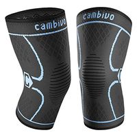 CAMBIVO 2 Pack Knee Brace, Knee Compression Sleeve Support for Running, Arthritis, ACL, Meniscus Tear, Sports, Joint Pain Relief and Injury Recovery Large (19 - 21 Inch), Black/Blue