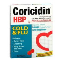 Coricidin HBP Tablets Cold and Flu 10 TB - Buy Packs and SAVE (Pack of 4)