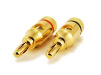 Monoprice 24k Gold Plated Speaker Banana Plugs, Open Screw Type (1 Pair)