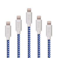 5-Pack Lightning Cable, Iasg Lightning to Reversible USB Cable - Apple MFi Certified - Nylon Braided with Aluminum Housing Syncing Charging Cord for iPhone iPad iPod -3.3 Feet(1 Meter)- Blue and White
