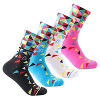 Compressprint Men and Women Cycling Socks 4 Pairs Sports Socks Comprssion Running Socks (Mixed color 5)