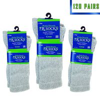 Bulk Case 120 Pairs - Wholesale Physician Approved Diabetic Socks Crew Loose Fit Size 9-11 for Men and Women in Grey