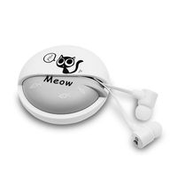 QearFun Stereo 3.5mm In Ear Cat Earphones Earbuds with Microphone With Earphone Storage Case For iPhone Samsung MP3 iPod PC Music (white)