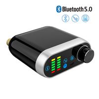 Mini Bluetooth 5.0 Power Amplifier Wireless Audio Receiver with 12V 5A DC Adapter, Stereo Hi-Fi Digital Amp 2 Channel 50W+50W with AUX/USB/Bluetooth Input for Phone PC Tablet MP3(Black)