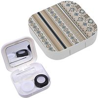Portable Contact Lens Case Box Travel Kit Mirror + Bottle + Tweezers Container Holder [ Line Art Border ]