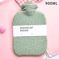 Portable Portable Explosion-Proof Water Injection Baby hot Water Bottle Student Ladies hot Compress Warm Belly Warm Water Bag-Green line Set 900ml