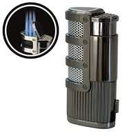 Prestige Import Group - Supernova Triple Jet Flame Torch Windproof Lighter with Punch Cutter Tool - Color: Gun Metal